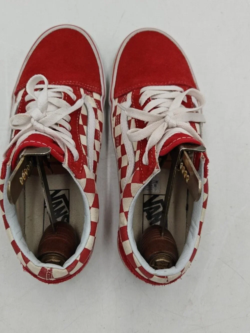 Vans Old Skool Red White Checkerboard Mens 6.5 Womens 8 500714 EUC Box